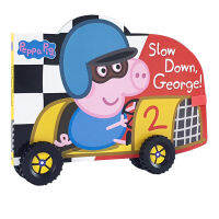 Peppa pig slow down George! Georges little racing car modeling cardboard book Peppa Pig wheeled toy book