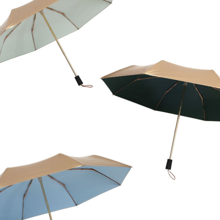 ร่มพับหรูหราผู้หญิงเคลือบทองร่มกันแดดร่มกันลมกลางแจ้งร่มกันแดดป้องกันรังสียูวี-upf50
