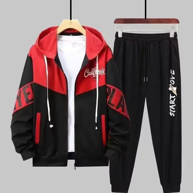 Men Zipper Set Mens Set Tracksuit Set Male Sweatshirt Sweatpants Jackets  Sets