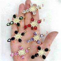 Hot 5Pcs Gold Plated Bling CZ Cubic Zirconia Blessed Mother Virgin Mary Cross จี้เครื่องประดับทางศาสนาผู้หญิง Dainty Supplies