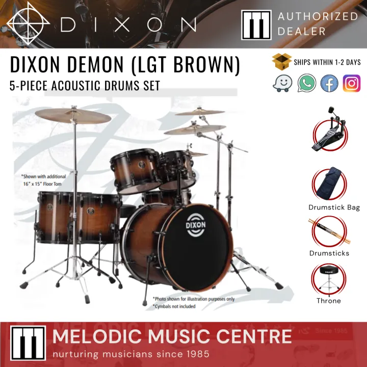 Dixon Demon Mahogany Shells Drum Set Complete Standard 5 Piece Drum Kit