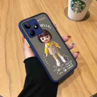 เคสสำหรับ Realme C53 Realme Narzo N53สวยการ์ตูนผมสั้นน่ารักเด็กผู้หญิงมีน้ำค้างแข็งโปร่งใสแข็งโทรศัพท์กันกระแทกฝาครอบหลังแบบเต็มเคสป้องกันกล้อง