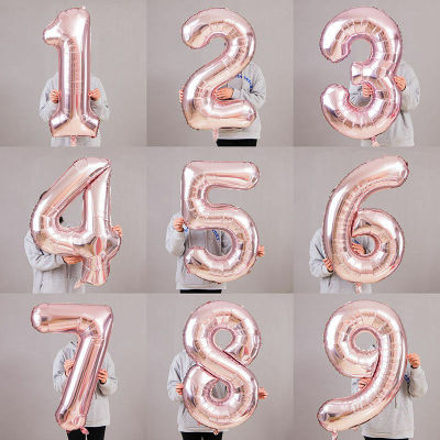 32/40"  Number Aluminum Foil Balloons Rose Gold Silver Digit Figure Balloon Child Adult Birthday Wedding Decor Party Supplies