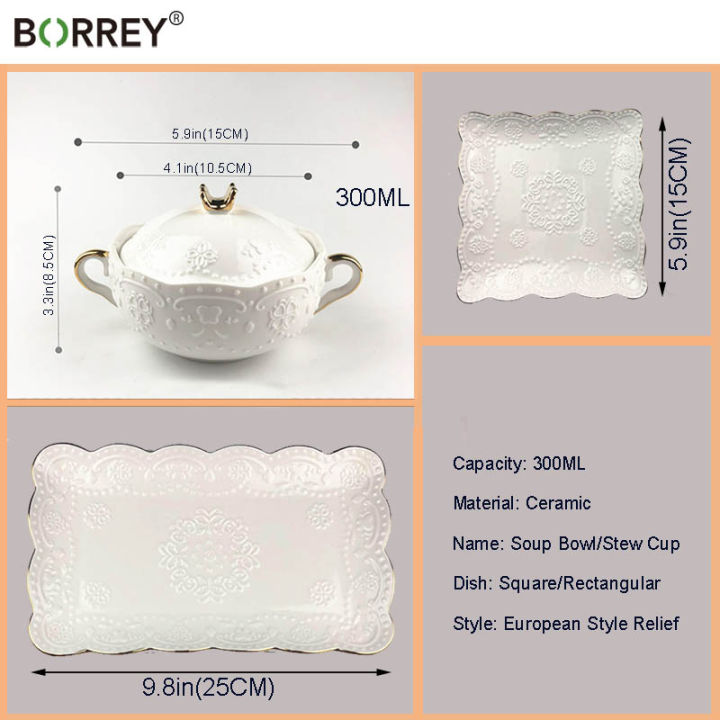 borrey-creative-ceramic-bowl-dish-stew-pot-fruit-ramen-rice-soup-bowl-mug-binaural-baking-bowl-dessert-storage-food-container