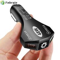 FEBRAIN QC 3.0อะแดปเตอร์สากลจอแสดงผลแอลอีดี2-พอร์ตที่ชาร์จสำหรับรถชาร์จแบบเร็ว USB