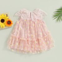 Toddler Babys Clothes Kids Girl’s Dress Sleeveless Flower Print Tulle Dress Bowknot Summer A-line Dress Childrens Clothing  by Hs2023