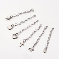 5Strand 304 Stainless Steel Heart Link Chain Extender Stainless Steel Color 52~61x3.5mm