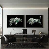 Nordic Wall Street Art Bull Bear Finance Dollars โปสเตอร์ภาพวาดผ้าใบ HD พิมพ์ภาพผนังห้องนอน Office Home Decoration