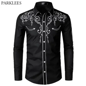 Mens black hot sale western shirts