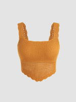 Cider Knit Square Neck Solid Cami Top