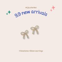 mija.stories - rhinestone ribbon earrings ต่างหูโบว์ ต่างหูริบบิ้น