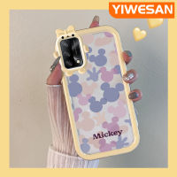 เคส Chenyyka สำหรับ OPPO A74 4G A95 4G A74 F19S F19 5G A54 5G Reno 6 Lite เคสการ์ตูนน่ารักสีม่วง-ชมพูมิกกี้เมาส์มีขอบสีสันสดใสเคสโทรศัพท์โปร่งใสเลนส์กล้องถ่ายรูปมอนสเตอร์ตัวน้อยเคสกันกระแทกกันกระแทก