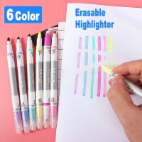 6Pcs Color Erasable Highlighter Marker Double Head Oblique Tip 1mm -4mm Fluorescent Pen Office School Student Writing StationeryHighlighters  Markers