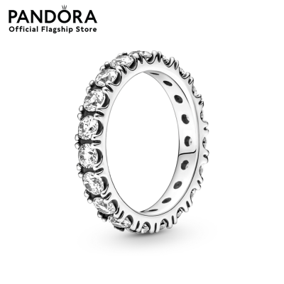 Pandora Sterling silver ring with clear cubic zirconia เครื่องประดับ แหวน แหวนเงิน สีเงิน แหวนสีเงิน แหวนแพนดอร่า แพนดอร่า