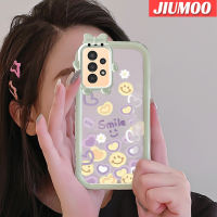 JIUMOO เคสปลอกสำหรับ Samsung A13 5G ลายรักรูปโบว์เคสโทรศัพท์โปร่งใสกันกระแทกทนต่อการขีดข่วนเคสเลนส์กล้องถ่ายรูปฝาครอบป้องกันป้องกันการตกหล่น