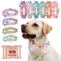 ▪❈ Flower Decorated Pet Collar Printed Dog Collar Rose Gold Buckle Cat Collar Universal Accessories Cats Products Pets Dogs Collars