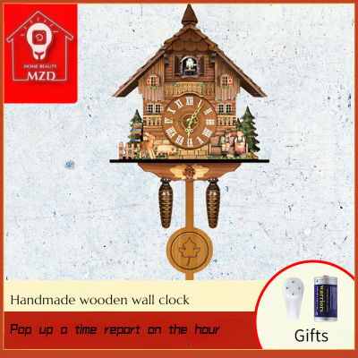MZD นาฬิกาห้องนั่งเล่นย้อนยุคทำจากไม้,นาฬิกาสำหรับชั่วโมงนาฬิกาปลุกย้อนยุคนาฬิกาไม้สไตล์นอร์ดิกนาฬิกาตกแต่ง