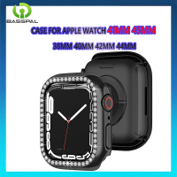 Casing PC เพชรแถวเดียวสำหรับนาฬิกา Apple อัลตร้า49มม. 40มม. 44มม. สำหรับ I Watch Series 4 5 6 SE 7 8 41มม. 45มม. เคสป้องกัน