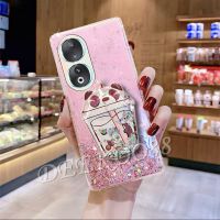 เคสสมาร์ทโฟนสำหรับ Honor 90 Lite Pro 5G Honor90 90 Lite Honor90LiteG 2023ใหม่การ์ตูนน่ารักน่ารักตัวยึดโทรศัพท์มีที่ยึดชานมเคสมีขาตั้ง