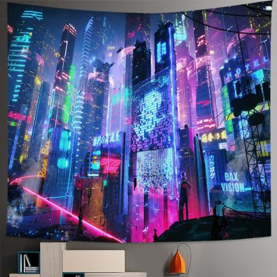 【CW】△◘  Cyberpunk Tapestry Psychedelic Fantasy Cyberspace Hanging Wall Only Mountains Poster