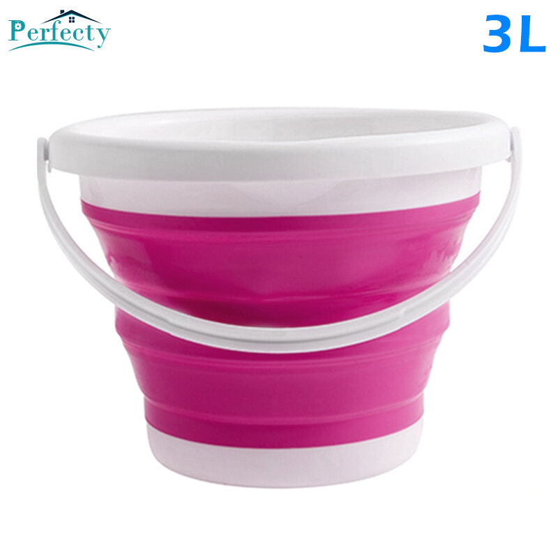 eamqrkt Foldable Silicone Bucket Collapsible Basin Bowl for Travel Camping Hiking Fishing,verde-3L 