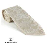 Giorgio Del Sarto Necktie  Cream 8.5 cm  with Fabric Texture เนคไทสีครีมมีเท็กเจอร์