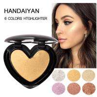 HANDAIYAN Highlighter Face เครื่องสำอางค์แต่งหน้าสะท้อนแสงแป้งรองพื้นอัดแข็งรูปหัวใจพาเล็ทไฮไลท์คอนทัวร์ปรับผิวกระจ่างแต่งหน้า (3 #)