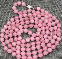 NEW Fine Natural 6 Mm Pink Quartz Beads Necklace 32 Inchaaa