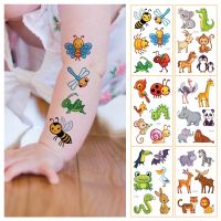 【YF】 10 kinds Animal Insect Temporary Tattoos For Kids Enlightenment Waterproof Disposable Stickers Party Make Up Fox Dog Cat Bee