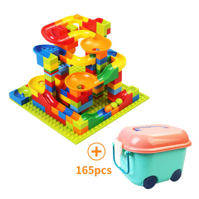 165-330pcs Marble Race Run DIY Big Block Compatible city Building Blocks Toys For Boys Children Gift Educational Toys