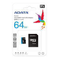 DX64GUICL10RA1 เมมโมรี่การ์ด Adata 64GB Premier Micro SDHC Class 10 UHS-I Speed 80 MB/s With SD Adapter