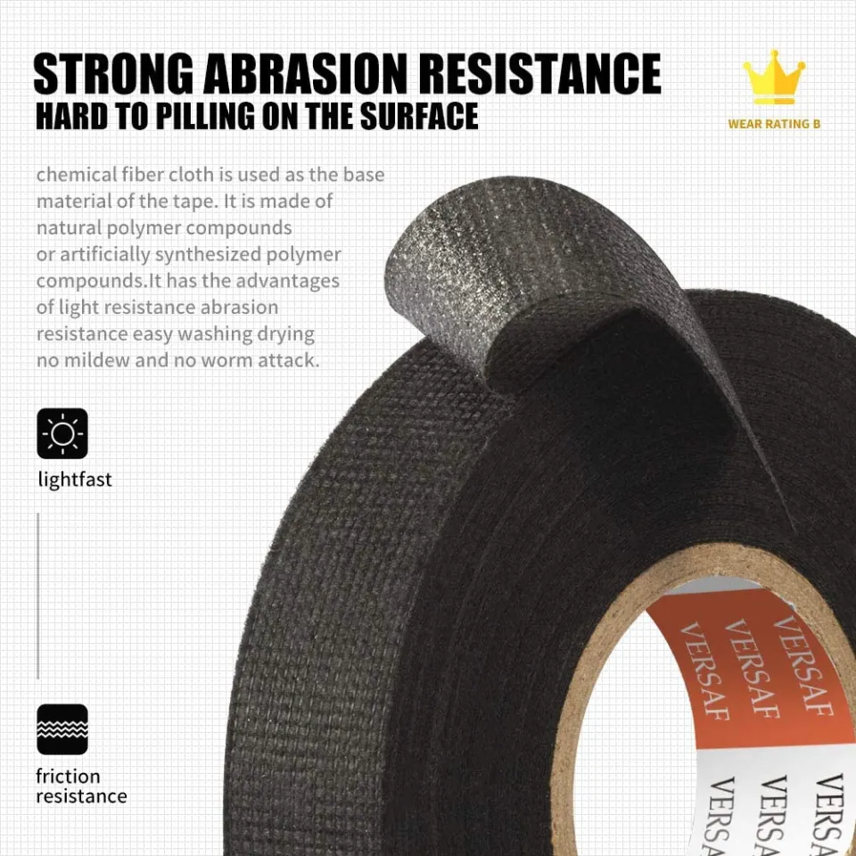 VERSAF Wire Harness Automotive Cloth Tape - Adhesive High Noise Resistance  Heat Proof Chemical Fiber Fabric Electrical Tape for Wrapping Wiring