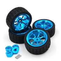 4Pcs Alloy Rims Tires Wheels &amp; Hexagon Adapter for 118 Wltoys A949 A959 A969 A979 RC Car Upgrade Parts