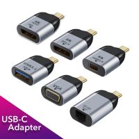 USB C Ke DP/Mini DP/VGA/RJ45/HDMI-Adaptor Kompatibel USB Tipe C 8K/4K/1080P Video 1000Mbps Lan Ethernet Converter untuk Macbook