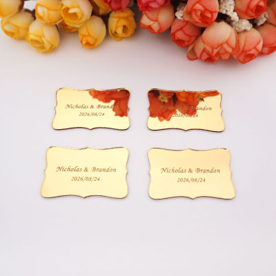 20pcsLot Acrylic Mirror Stickers Wedding Favors Customized Personal Things Custom Couple Name with Date Party Guest Gift