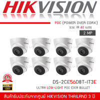 HIKVISION ชุดกล้องวงจรปิด 8 กล้อง 2MP ระบบ POC รุ่น DS-2CE56D8T-IT3E จำนวน 8 ตัว (จ่ายไฟไปกับสายRG-6/ACได้เลย 1080P ย้อนแสง Ultra Low-Light POC ระยะIRไกลถึง 40เมตร)