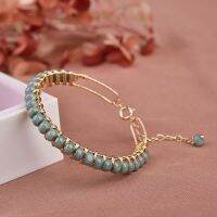 Natural A Jade Ice Abacus Pearl Blue Horizontal Buckle 14k Gold Wrap Original Bracelet Adjustable Bracelet 6GME 6GME