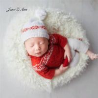 Newborn Photography Props Costume Christmas Outfits Theme Styling Handmade Mohair Hat + Top + Shorts Suit Twins Clothing