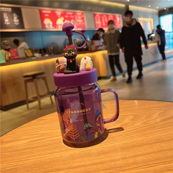 Halloween 525 ML Mug Night Elf Purple Mason Cup Straw Glass Cup