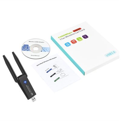 WiFi Wireless Network Card USB 3.0 1300M Adapter AC1300 with Antenna for Laptop PC Mini Dongle