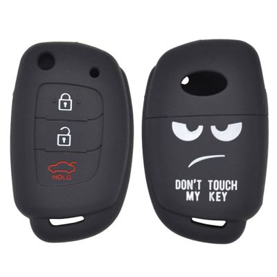 เคสกุญแจรถซิลิโคนฝาครอบสำหรับ Hyundai Creta I10 I20 Tucson Elantra Santa Fe รีโมทพับที่ห้อยกุญแจผิวนอกแจ็คเก็ตสำหรับสวม3ปุ่ม