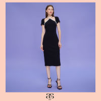 [asv aw23] Pauline Bodycon Dress เดรสผู้หญิง แขนสั้น แต่งคล้องคอ แต่งสายผูกคอ ผ้าร่องเจอร์ซี่