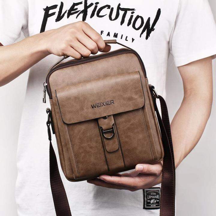 【Ready stocked】Men Vintage Shoulder Bag For Man Waterproof Leather