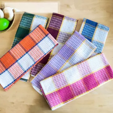 6PCS Cotton Kitchen Tea Towels Absorbent Lint Free Catering Restaurant Cloth  Dish Towels