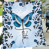 Faith Blue Butterfly    flannel blanket Gift Birthday, Holiday   flannel blanket