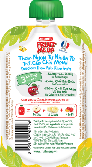 Fruit me up - táo chuối - trái cây xay nhuyễn nguyên chất - 90gx40 - ảnh sản phẩm 6