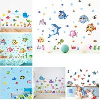 cartoon animals undersea fish whale bubble wall decals bedroom kids rooms nursery home decor diy window wall stickers mural art