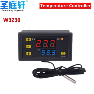 “-- W3230ตัวควบคุมอุณหภูมิดิจิตอลขนาดเล็ก12V 24V 220V ตัวควบคุมอุณหภูมิตัวควบคุมอุณหภูมิการทำความร้อนและความเย็นพร้อมเซ็นเซอร์