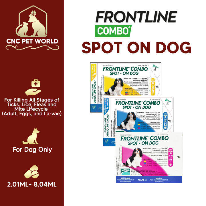 【FRONTLINE COMBO】SPOT ON DOG / PUPPY 3 Tubes in a box Anti Tick Anti Flea Anti Ear Mites