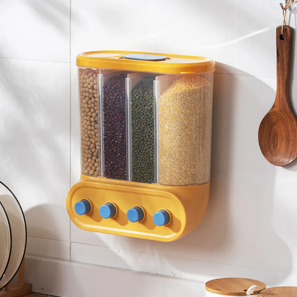 Wall-Mounted Food Storage Dispenser Grains Rice Box Candy Organizer